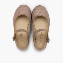 Menina Pisamonas Sapatos Merceditas Tiras Aderentes Em Linho Metalizado