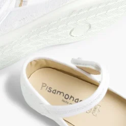 Menina Pisamonas Sapatos Merceditas Tiras Aderentes Em Linho Metalizado