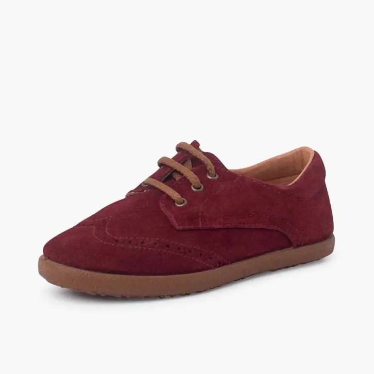 Menina Pisamonas Sapatos Oxford Camurca Sola Caramelo