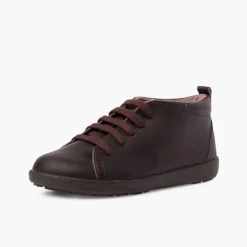 Menina Pisamonas Sapatos Pele Tipo Botins De Atacadores
