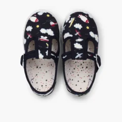 Menino Pisamonas Sapatos Pepito Lona Estampada Fecho Botao